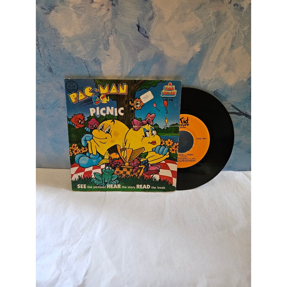 Vintage 1982 Pac-Man Picnic Kid Stuff Read-Along Book & Record KSR-996 KSR-993